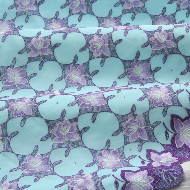 Embroidery turquoise-lilac