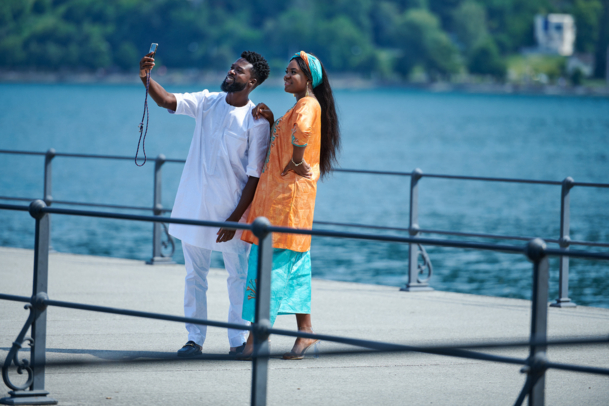 Couple taking selfies