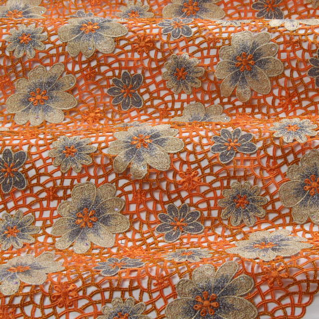 Guipure orange grey-gold