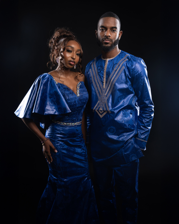 Couple in blue bazin