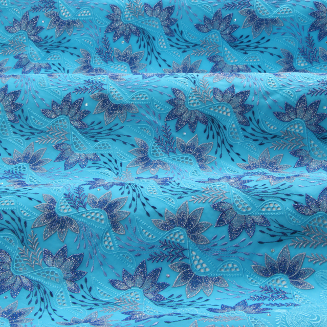 Embroidery turquiose-blue