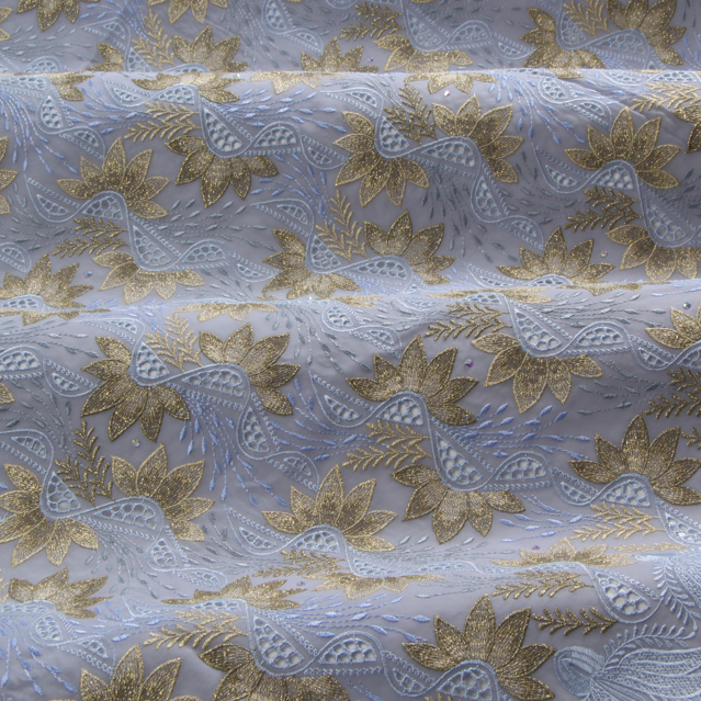 Embroidery iceblue-gold